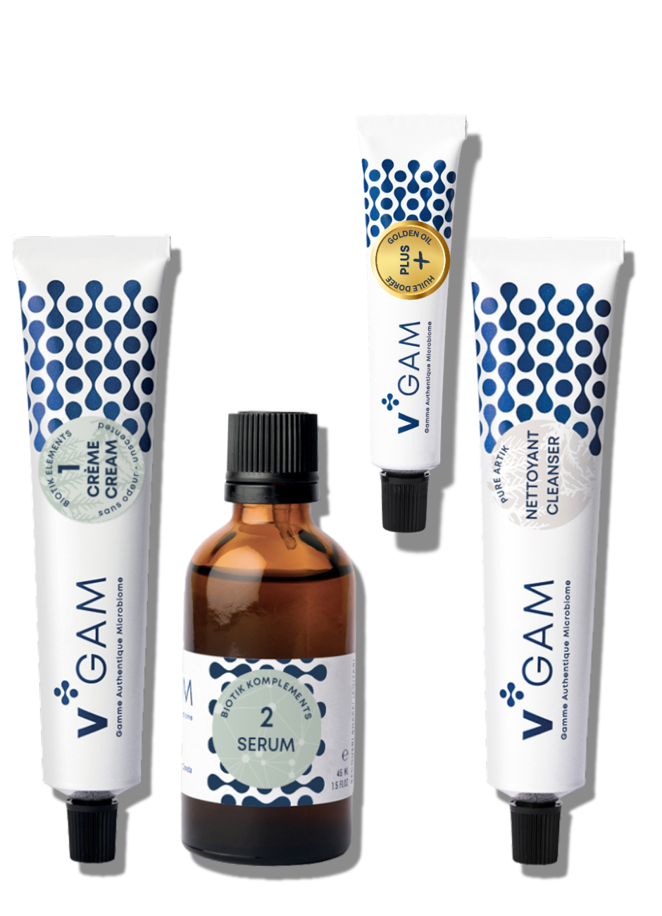 V*GAM cream, mineral serum, PLUS and cleanser