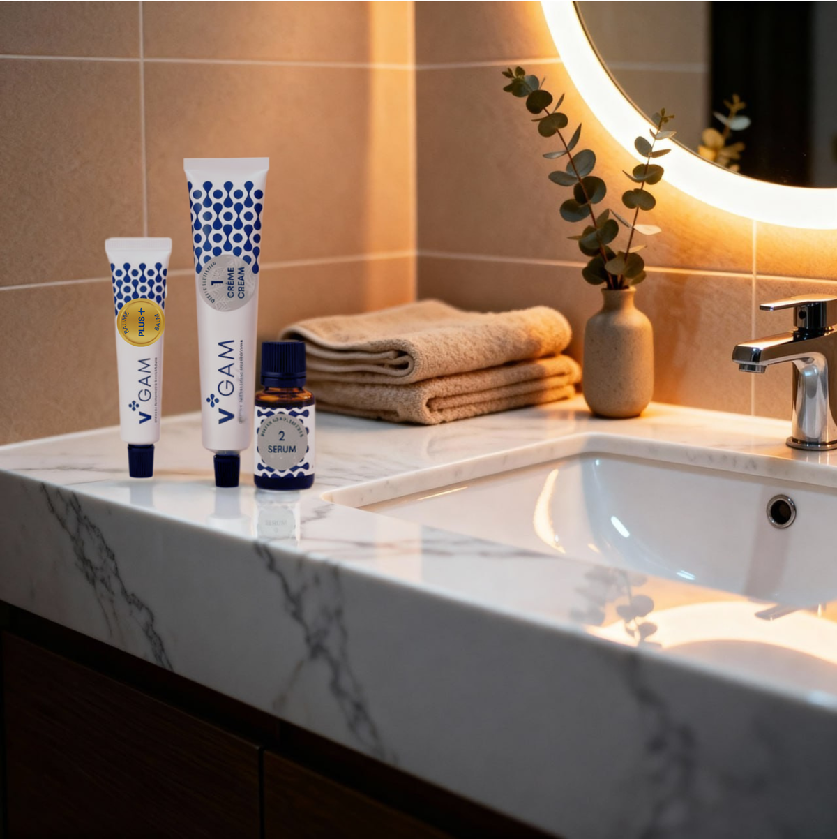 Comfort+: V*GAM cream, serum and PLUS by the sink